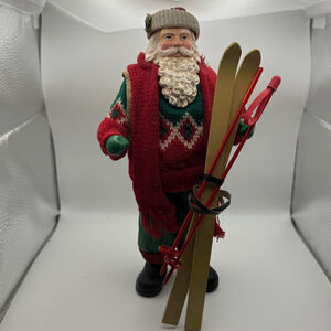 Midwest Importers Paper Mache Santa Figurine Red Green
